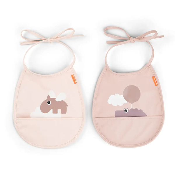 Diseño sin título - 2024-05-28T095353.624 Pack de dos baberos con bosillo Tiny Happy Clouds powder - Imagen 1