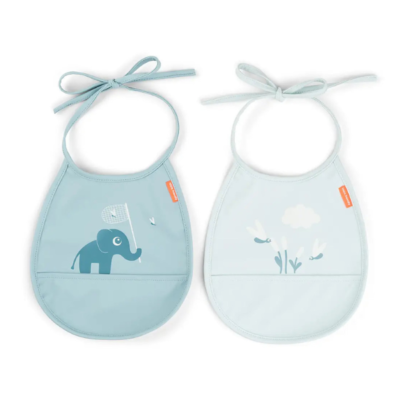 Pack de dos baberos con bosillo Tiny Elphee azul