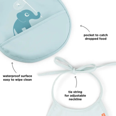 Pack de dos baberos con bosillo Tiny Elphee azul - Imagen 2