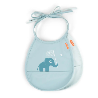 Pack de dos baberos con bosillo Tiny Elphee azul - Imagen 4