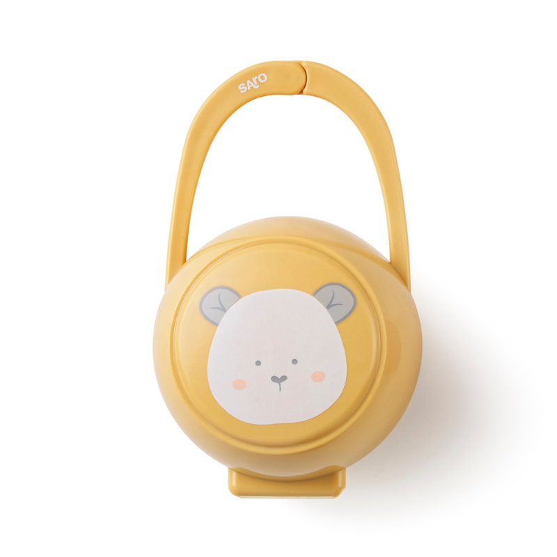 Porta chupetes para bebe Saro (1) Cajita para 2 chupetes Bear Mustard - Imagen 1