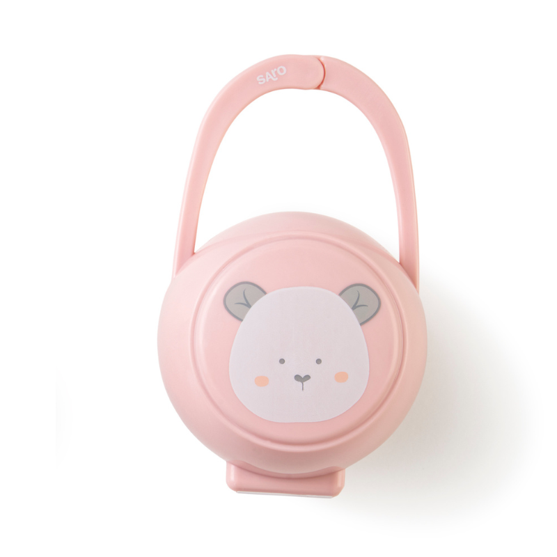 Porta chupetes para bebe Saro (2) Cajita para 2 chupetes Bear Nude pink - Imagen 1