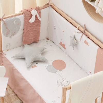 Colcha edredón+Protector para cuna Jolie rosa