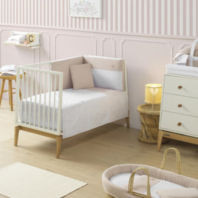 Colcha con protector para cuna de 60 Plumeti rosa - Imagen 2