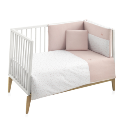 Funda nórdica con protector para cuna de 60 Plumeti rosa