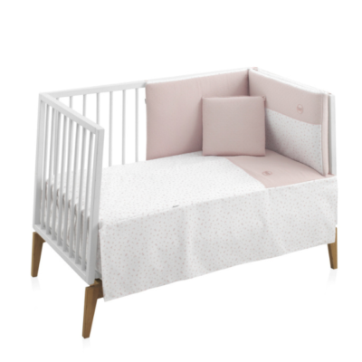 Colcha con protector para cuna de 60 Plumeti rosa - Imagen 6