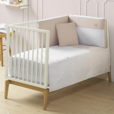 Colcha con protector para cuna de 60 Plumeti rosa