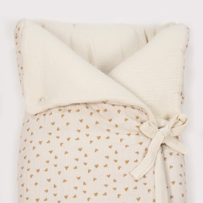 Saco 2 en 1 Arrullo-manta corazones Poppy canela - Imagen 2