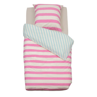 Funda nórdica infantil de cama rayas rosa reversible