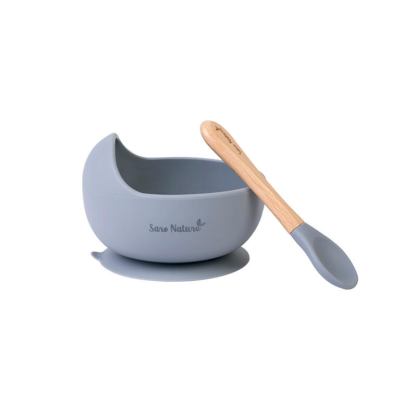 Set de bol y cubierto con ventosa Nordic azul mist