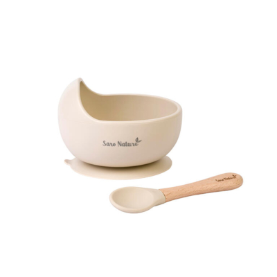 Set de bol y cubierto con ventosa Nordic arena