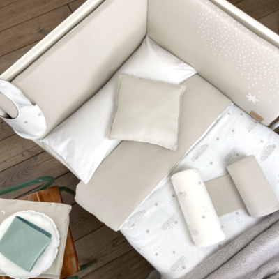 Funda nórdica+protector+relleno de 60x120cm Starry night blanco