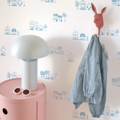 Papel pintado Érase una vez Walk in the Village Bleu doux - Imagen 2