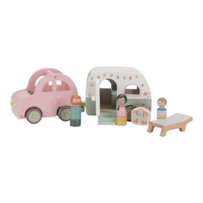 Set de coche y caravana de madera
