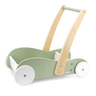 Andador de madera con juguetero