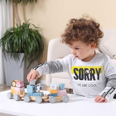 Tren de madera animales apilables - Imagen 2