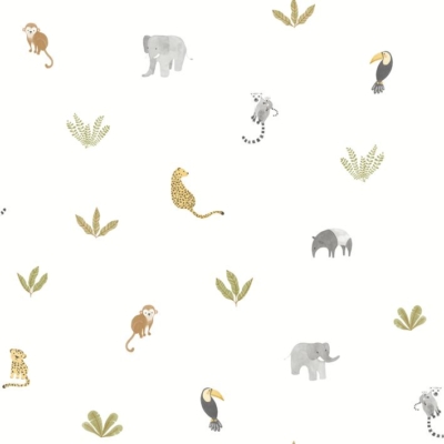 Papel pintado Érase una vez In the Jungle Vert feuille