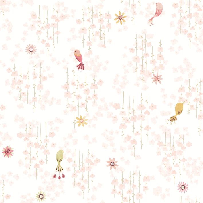 CASADECO_200784343 Papel pintado Érase una vez Tropical Birds Rose blush - Imagen 1