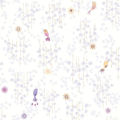 Papel pintado Érase una vez Tropical Birds Parme