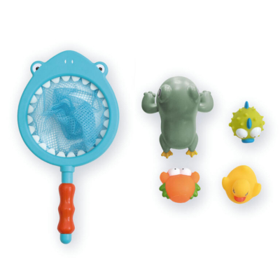 Red con forma de Tiburón con 4 muñecos de baño