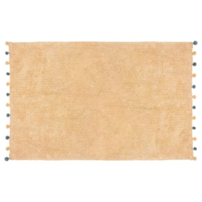 Alfombra infantil beige con pompones