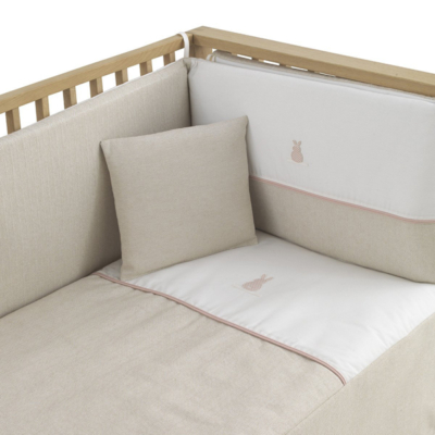 Colcha con protector para cuna de 60 Lino rosa - Imagen 3