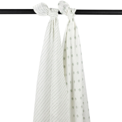 Pack de 2 muselinas 120x120cm Stripes Soft Green