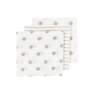 Pack de 3 muselinas 70x70cm Dot Stripes Sand