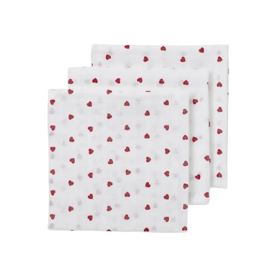 Pack de 3 muselinas 70x70cm Heart Red