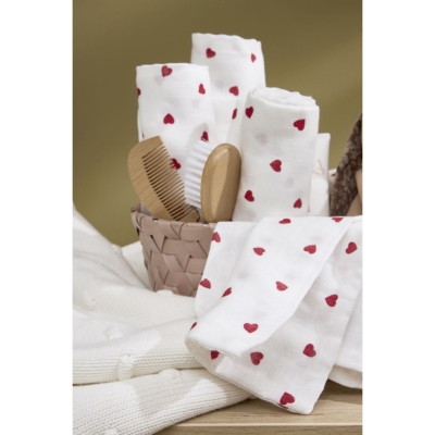 Pack de 3 muselinas 70x70cm Heart Red - Imagen 3
