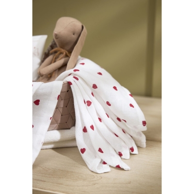 Pack de 3 muselinas 70x70cm Heart Red - Imagen 6