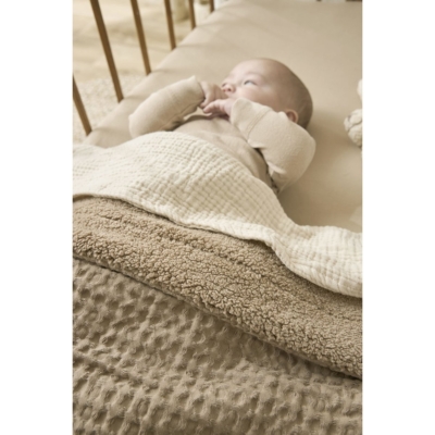 Manta minicuna entretiempo 100x75cm Waffle Taupe - Imagen 6