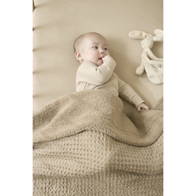 Manta minicuna entretiempo 100x75cm Waffle Taupe - Imagen 7