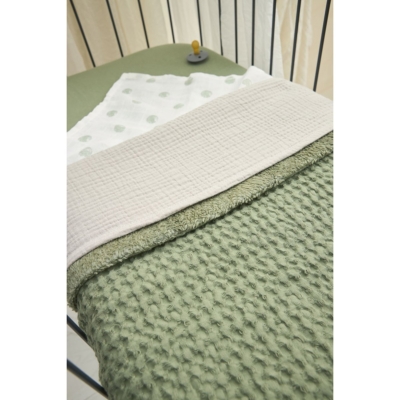 Manta minicuna invierno 100x75cm Olive Green - Imagen 5