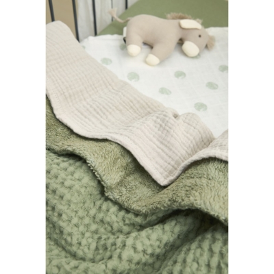 Manta minicuna invierno 100x75cm Olive Green - Imagen 6