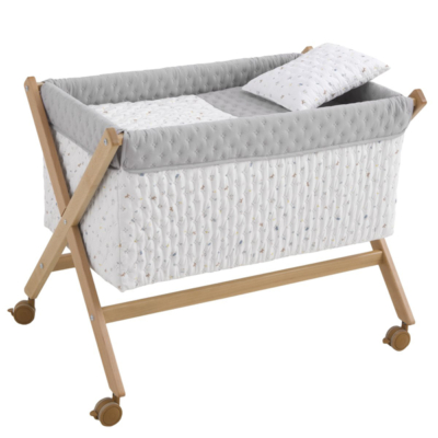 Minicuna madera natural House azul