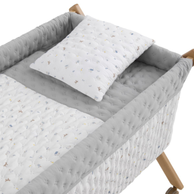 Minicuna madera natural House azul - Imagen 2