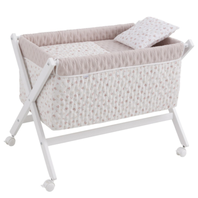 Minicuna madera blanca Branch rosa