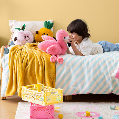 Funda nórdica infantil de cama rayas rosa reversible - Imagen 7