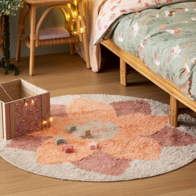 Alfombra redonda flor algodón tufted