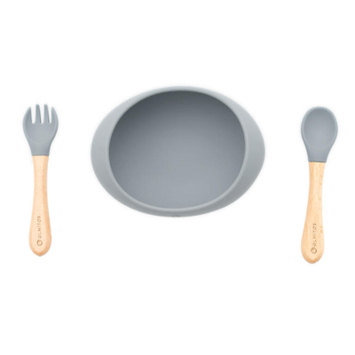 Vajilla 3 Piezas de silicona gris