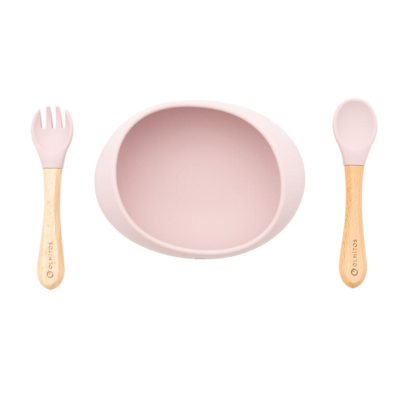 Vajilla 3 Piezas de silicona rosa