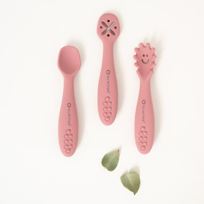 Set cubiertos de aprendizaje rosa - Imagen 2