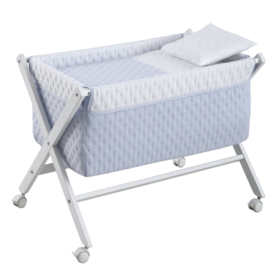 Minicuna madera blanca Soft celeste