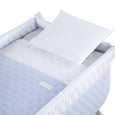 Minicuna madera blanca Soft celeste - Imagen 2