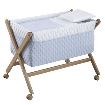 Minicuna madera natural Soft celeste