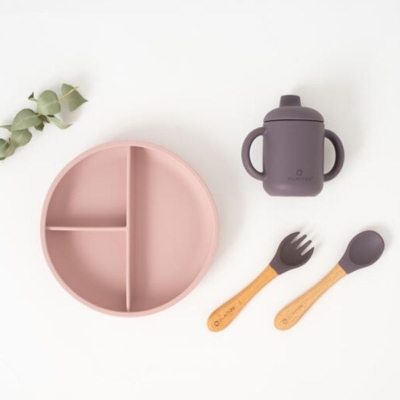 Vajilla 4 Piezas de silicona rosa - Imagen 4