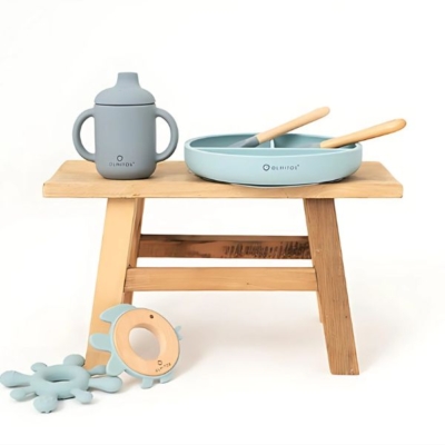 Vajilla 4 Piezas de silicona azul - Imagen 2