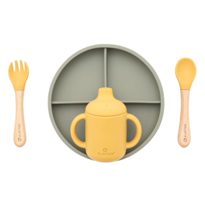 Vajilla 4 Piezas de silicona verde