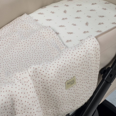 Set de Sábana bajera ajustable para capazo + muselina Mimosa Rosa - Imagen 2